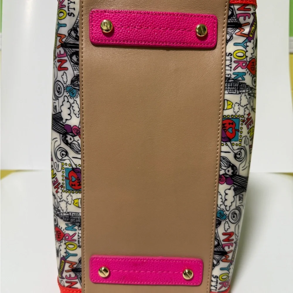 Henri Bendel Pink and Orange Satchel with Graphic Design - Picture 8 of 16